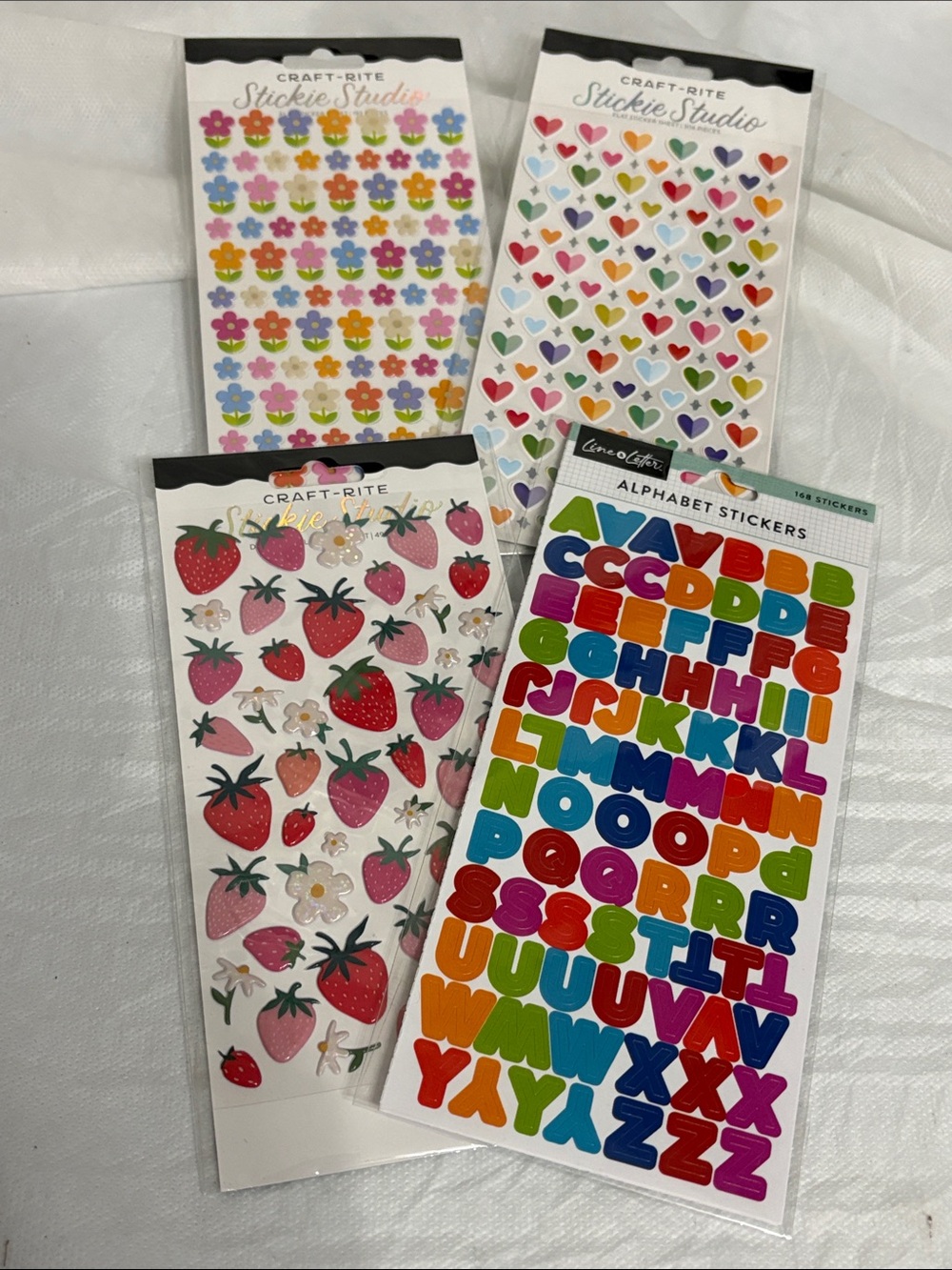 Alphabet, Hearts, Flowers & Strawberries Stickers